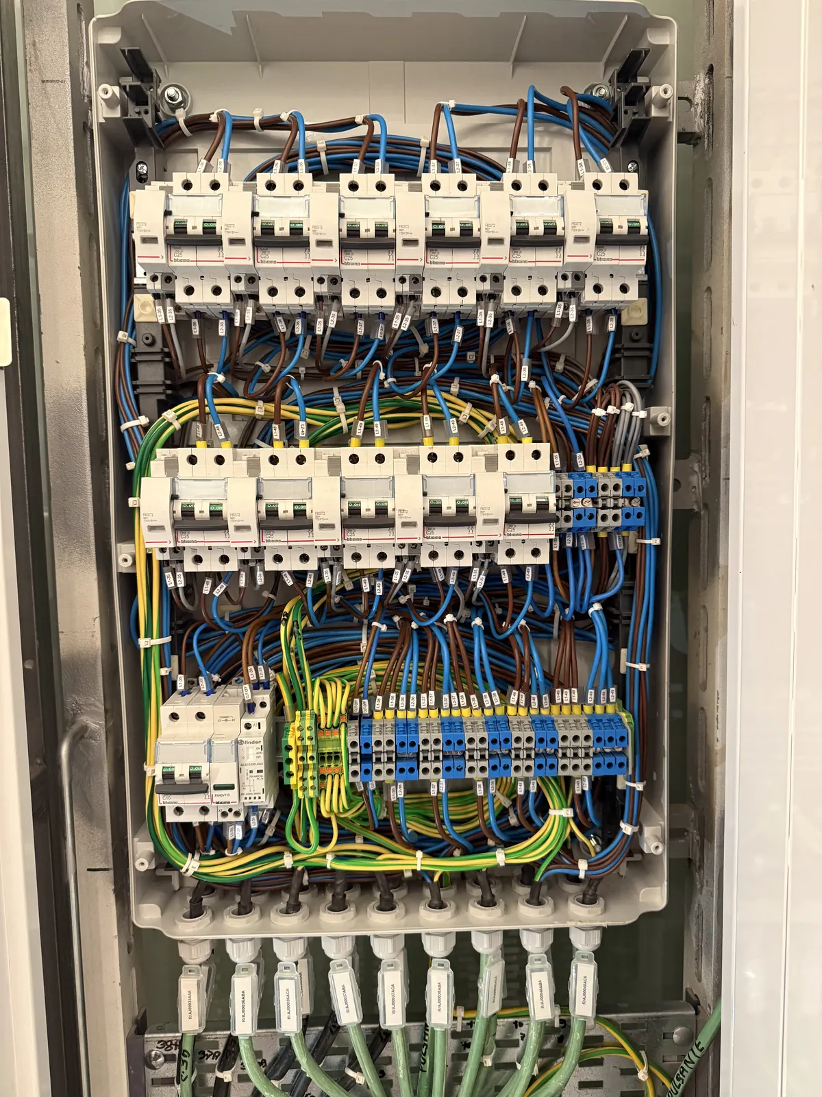 Cablaggi ordinati all’interno di un quadro elettrico